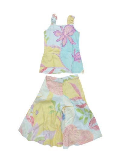 Graceful Essence Girls Pastel Floral Palazzo Set with Dupatta
