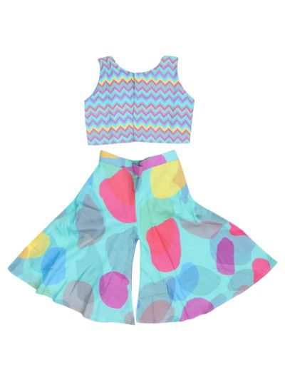 Graceful Essence Girls Chevron Top Abstract Spot Palazzo Set