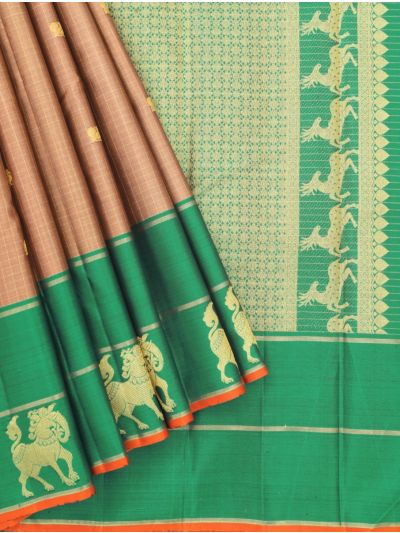 Vivaha Arani Pure Silk Checked Butta with Contrast Border Saree
