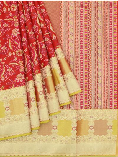 Vivaha Kanchipuram Pure Silk Floral Vine Jaal with Zari Border Saree
