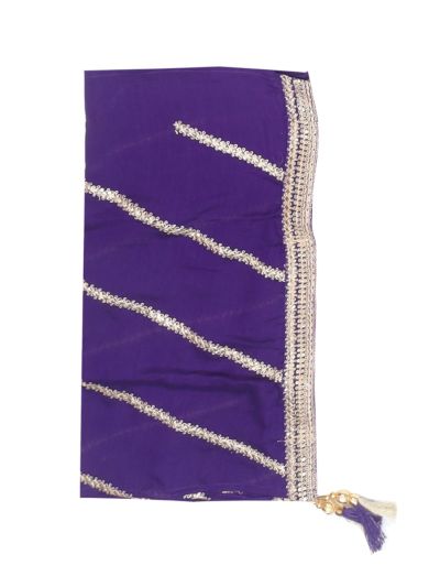 Graceful Essence Girls Royal Purple Embroidered Butta Kurta Pant Dupatta Set