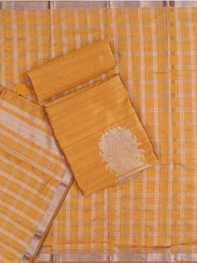 Graceful Essence Timeless Classic Mustard yellow Tusseer Dress Material