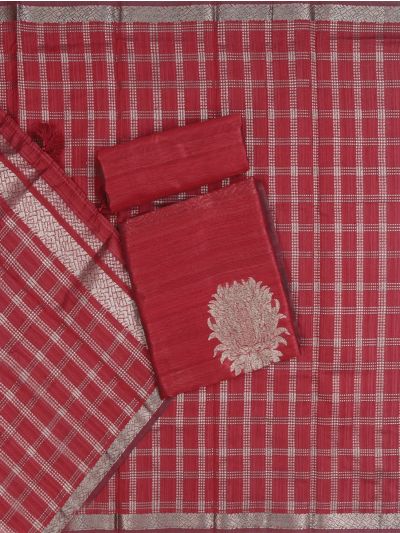 Graceful Essence Timeless Classic Maroon Tusseer Dress Material