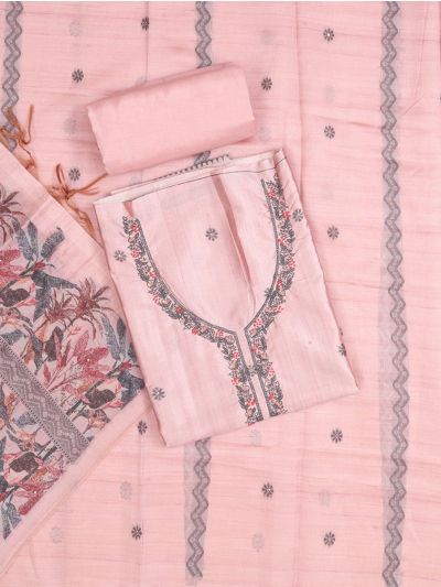 Graceful Essence Timeless Classic Dusty Rose Semi Tussar Silk Dress Material