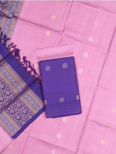 Graceful Essence Timeless Classic Premium Navy Blue Pure Silk Ethnic Dress Material