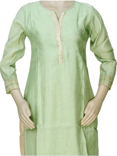 Graceful Muse Readymade Pastel Mint Green Butta Embroidered Salwar Kameez