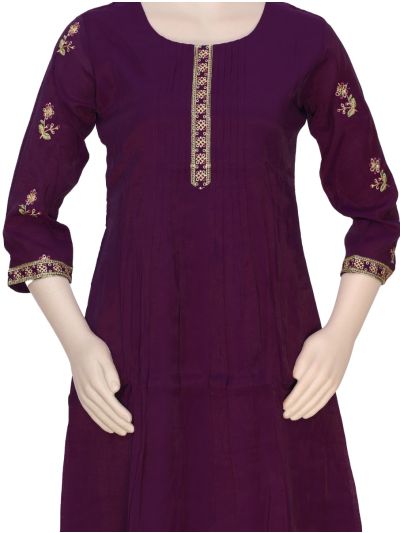 Graceful Muse Readymade Deep Plum Floral Butta Embroidered Salwar Kameez