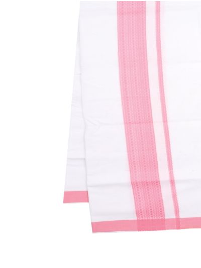 KKV Men’s Light Pink Half Sleeve Cotton Shirt with Pink Border Dhoti Set