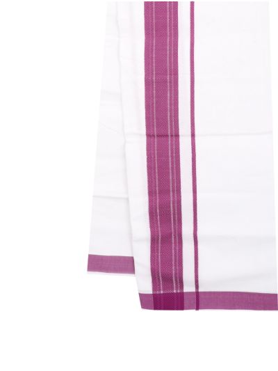 KKV Men’s Magenta Pink Half Sleeve Cotton Shirt with Striped Border Dhoti Set