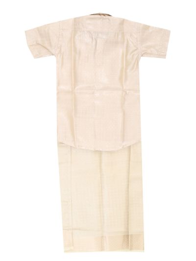 Gracecharm Boys Art Silk Half Sleeve Self Design Shirt Dhoti Set
