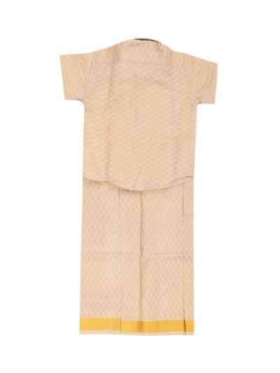Gracecharm Boys Art Silk Half Sleeve Geometric Jacquard Shirt and Dhoti Set