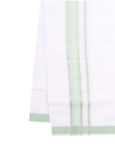 KKV Men’s Sage Green Solid Shirt with White Green Border Dhoti Set