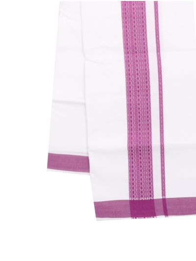 KKV Men’s Deep Magenta Solid Shirt with White Magenta Jacquard Border Dhoti Set