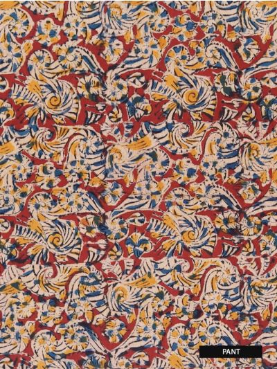 Graceful Cotton Printed Kalamkari Peacock Motifs Dress Material