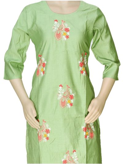 Graceful Muse Readymade Peacock Embroidered Floral Dupatta Salwar Kameez