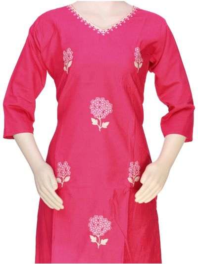 Graceful Muse Readymade Fuchsia Pink Floral Embroidered Salwar Kameez