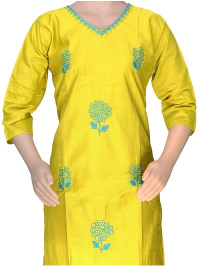 Graceful Muse Readymade Yellow Floral Embroidered Salwar Kameez