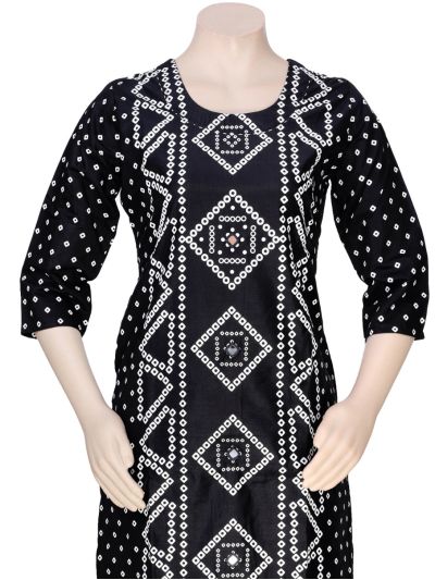 Graceful Muse Readymade Black Geometric Diamond Design Salwar Kameez