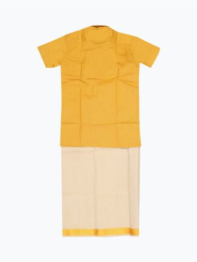 KKV Boys Cotton Half Sleeve Readymade Shirt and Dhoti Set