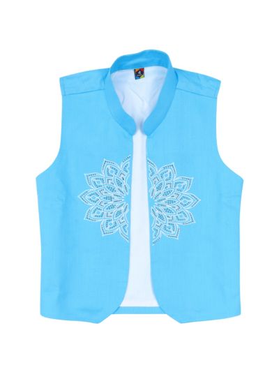 Gracecharm Boys Cotton Casual Waistcoat Shirt with Pant Set