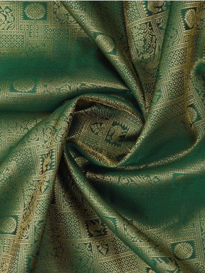 Vivaha Kanchipuram Pure Silk Animal Floral Grid Jacquard with Diamond Zari Pallu Saree