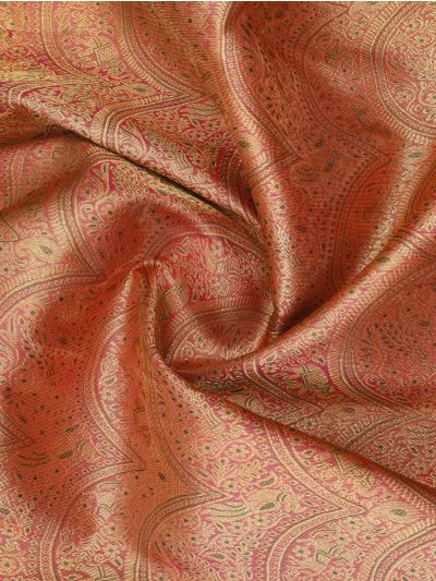 Vivaha Kanchipuram Pure Silk Animal Floral Scallop with Lattice Pallu Saree