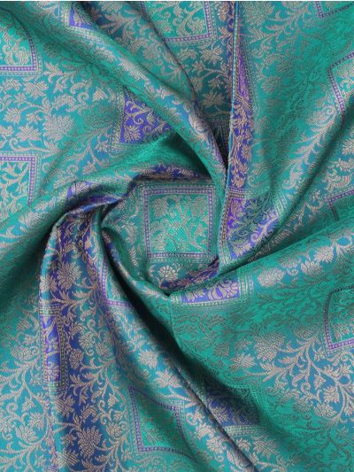 Vivaha Kanchipuram Pure Silk Floral Vine and Square Motif with Geometric Pallu Saree