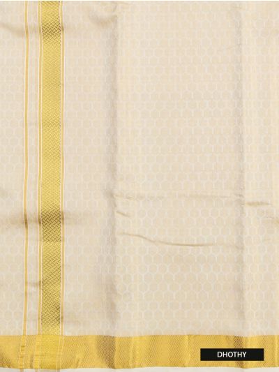 Men's Traditional Pure Silk Dhoti, Shirt and Angavastram Set