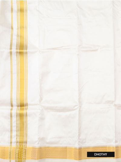 Men’s Traditional Off White Pure Silk Dhoti and Angavastram