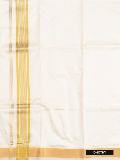 Men’s Traditional Off White color Pure Silk Dhoti and Angavastram