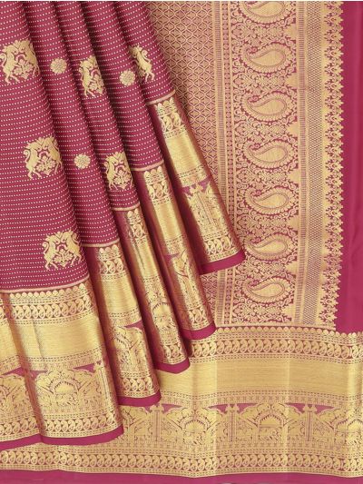 Vivaha Kanchipuram Pure Silk striped pattern Annam geometries bridal and festive versions Border saree
