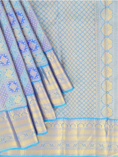 Vivaha Kanchipuram Pure Silk complex zari woven brocade motifs and a traditional wide golden border saree