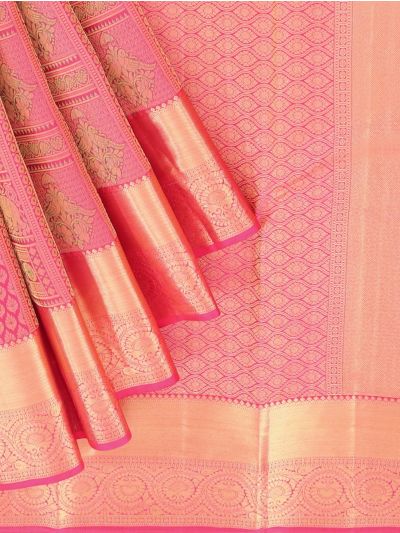 Gracecharm Pure Silk Traditional patterns including stripes, floral jaal Parrot&elephant woven intricate gold zari embroidery Saree