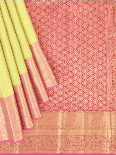Gracecharm Pure Silk Traditional Fine diamond mesh grid layout woven with intricate gold thread Border saree 
