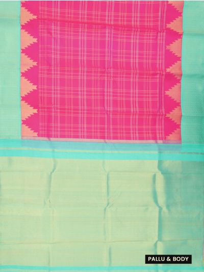 Vivaha Goddess Kanchipuram Pure Silk Zari Check with Temple Zari Border Saree