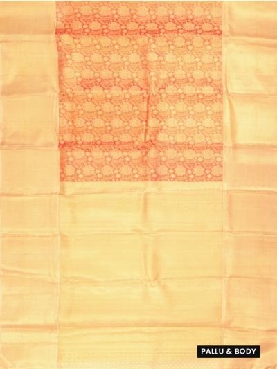 Vivaha Goddess Kanchipuram Pure Silk Lotus Floral Jaal with Contrast Zari Border Saree