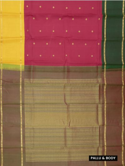 Vivaha Bridal Kanchipuram Pure Silk Zari Butta with Ornamental Stripe Pallu Saree