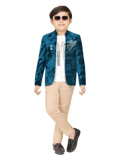 Gracecharm Boys Abstract Geometric Blazer 3 Piece Set