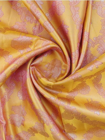 Kanmanie Pure Silk Lotus Jaal with Lotus Pallu 6 Inch Jacquard Border Saree