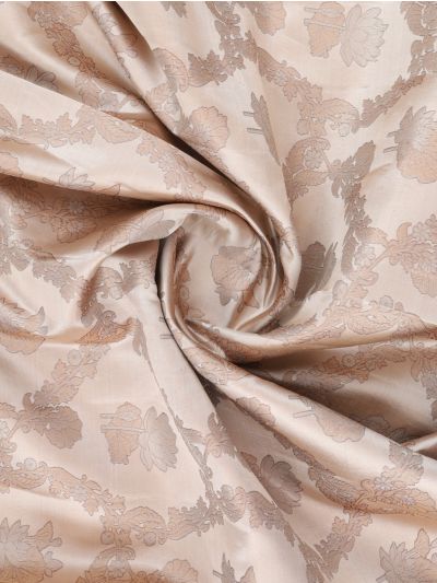 Kanmanie Pure Silk Lotus Butta Jaal with Lotus Pallu 6 Inch Jacquard Border Saree