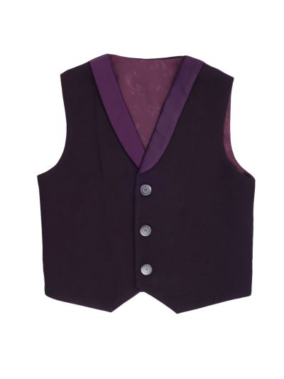 Royal Elegance Boys Deep Plum Purple Embellished Tuxedo 5 Piece Suit Set