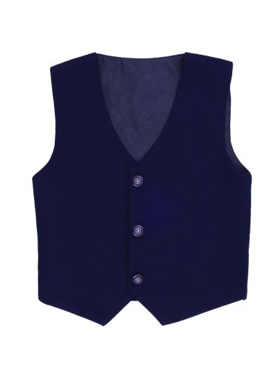 Royal Elegance Boys Navy Blue Embellished Tuxedo 5 Piece Suit Set