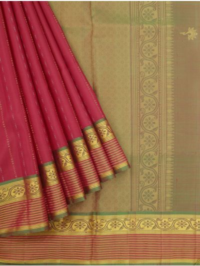 Kanmanie Soft Silk Geometric Stripes Butta with 6 Inch Tissue Border Saree