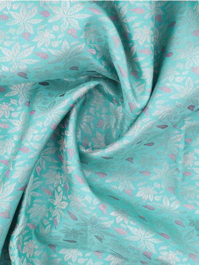 Kanmanie Wedding Silk Floral Leaf Jaal with 5 Inch Jacquard Border Saree