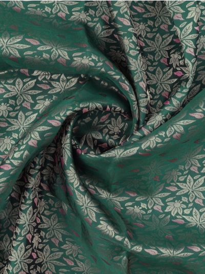 Kanmanie Wedding Silk Floral Leaf Jaal with 5 Inch Jacquard Border Saree