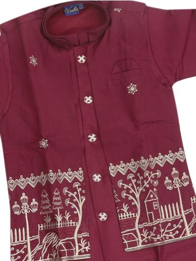 Gracecharm Boys Scenic Embroidered Indo Western Sherwani Set