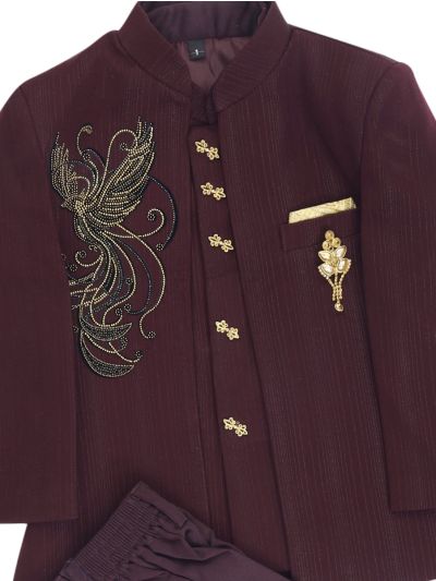 Royal Elegance Boys Bird Motif Jodhpuri Suit Set