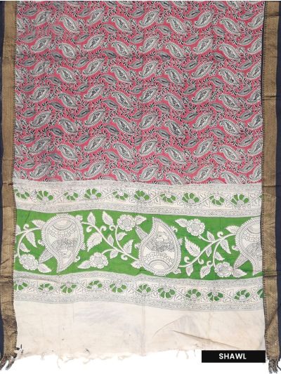 Graceful Essence Geometric Butta with Raw Silk Floral Dupatta Dress Material