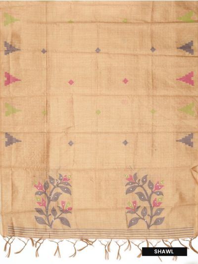 Graceful Essence Timeless Classic Camel Brown Semi Tussar Silk Dress Material