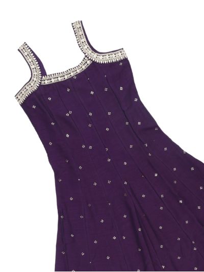 Graceful Essence Girls Butta Embroidered Flared Kurta Pant Dupatta Set